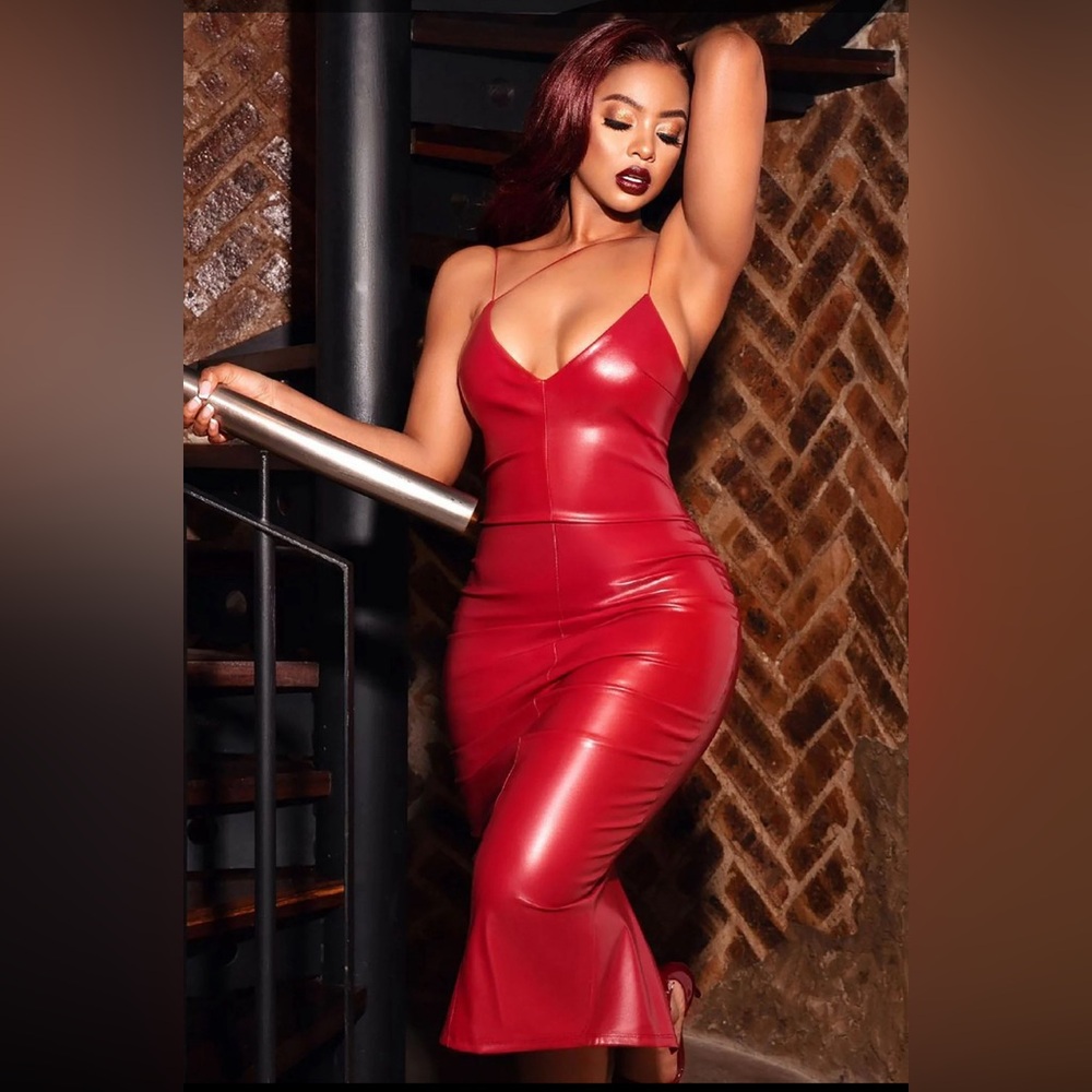 Make it Sexy Faux Leather Midi Dress